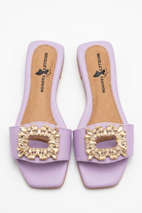 Sandalias Moradas Cuadrado