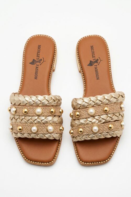 Sandalias Cremas con Perlas