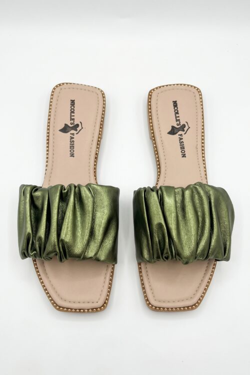 Sandalia Satin Verde olivo