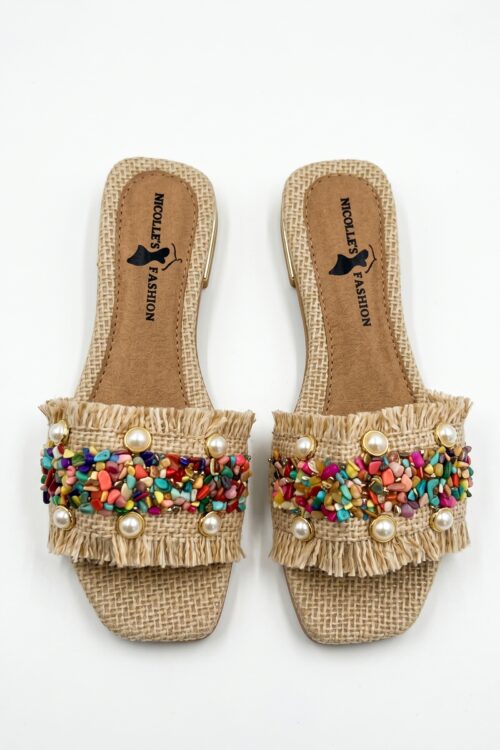 Sandalias Multicolor con Perlas