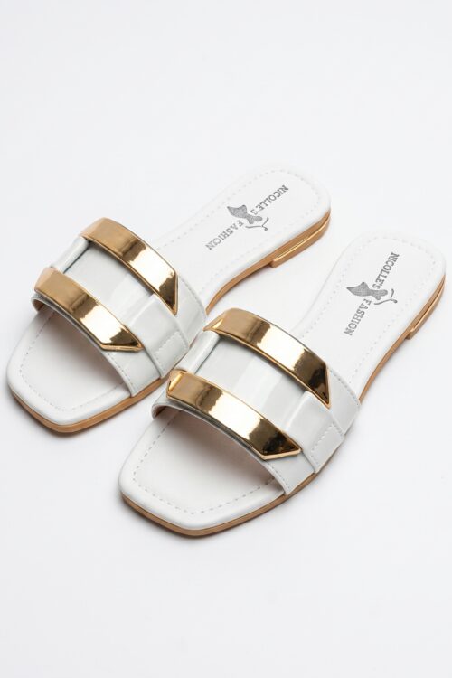 Sandalia Blanca con eslabones planos