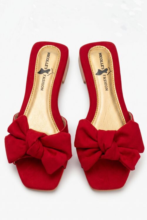 Sandalia Rojo chongo elegante seda
