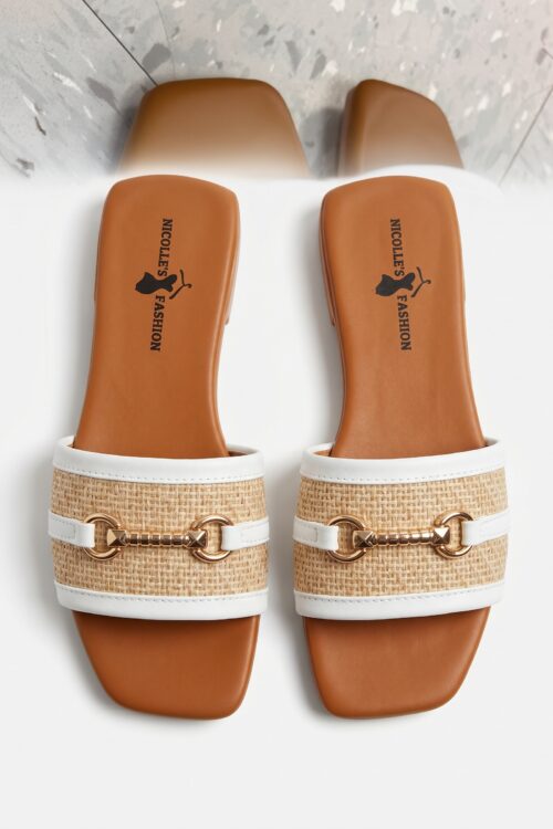 Sandalias Blancas con Detalle dorado